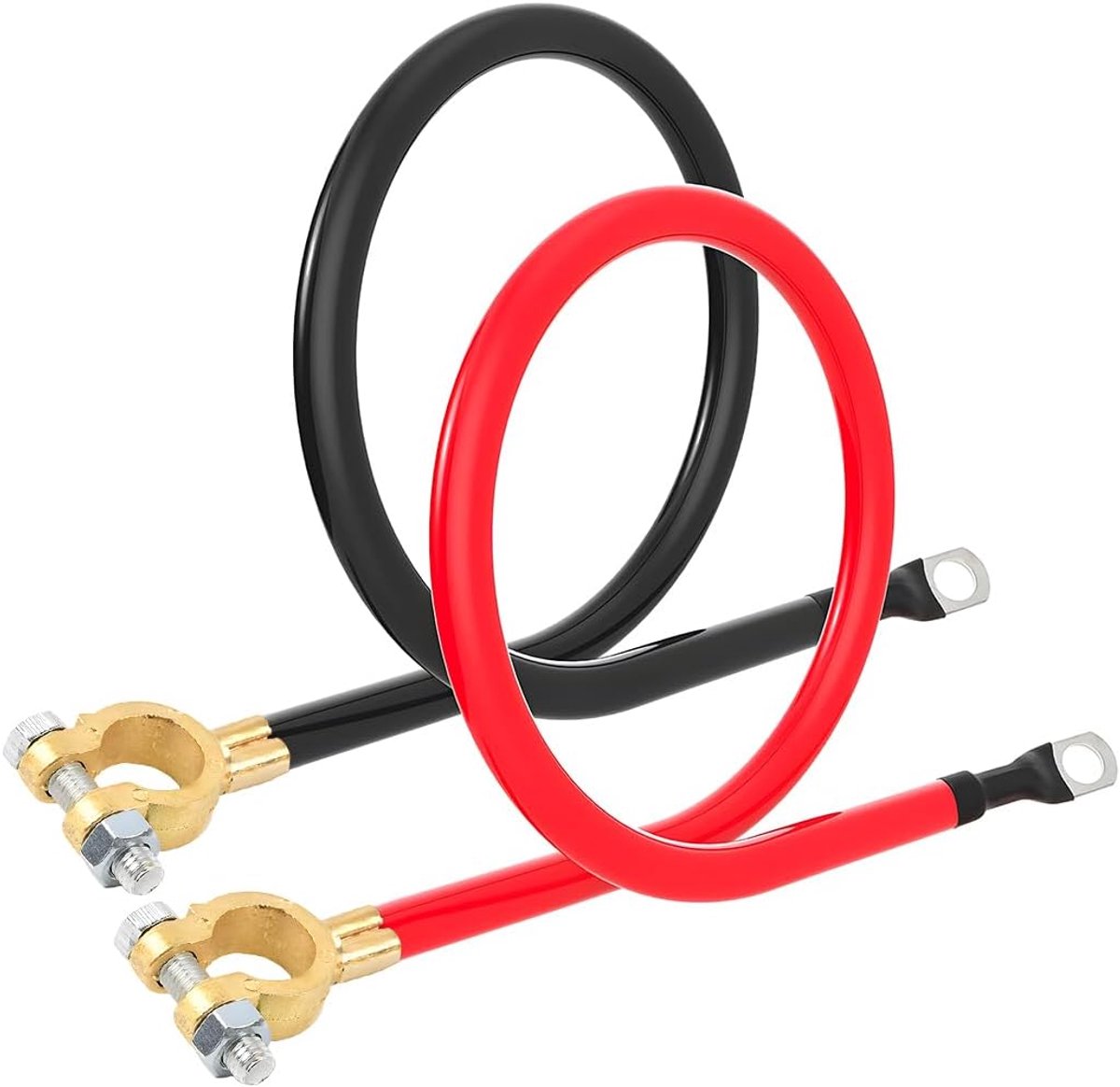 Batterij-omvormerkabel, 50 cm, positieve kabel 35 mm², omvormerkabel accu met accuconnectoren, kabels batterijen met koperen ogen, twee uiteinden voor auto's