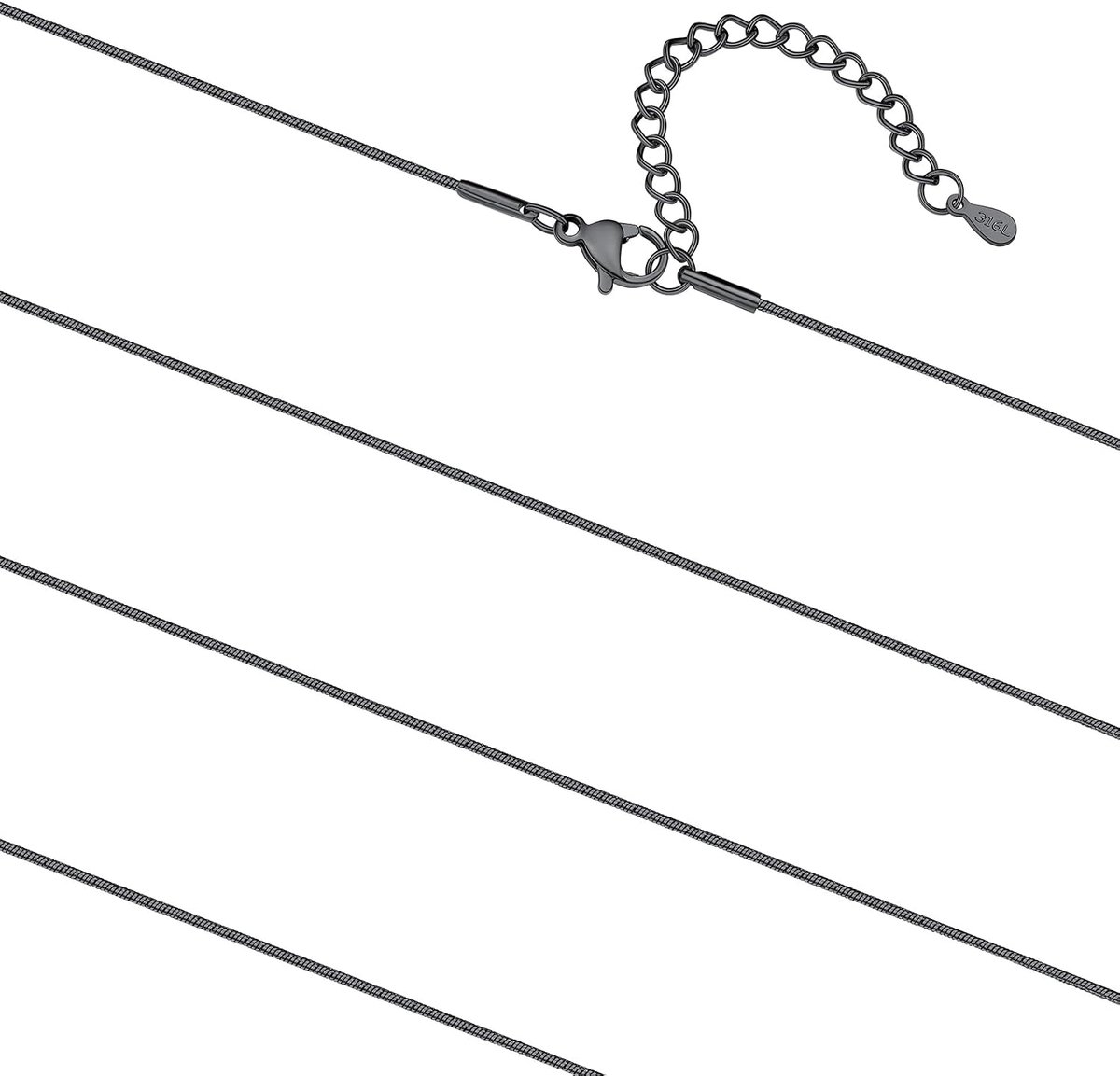 Slangenketting voor dames, roestvrij staal, waterdicht, slangenketting, hypoallergeen, sieraden voor dagelijks gebruik, roestvrij stalen ketting, 35/40/45/50/55/60/65/70/75 cm lang, in