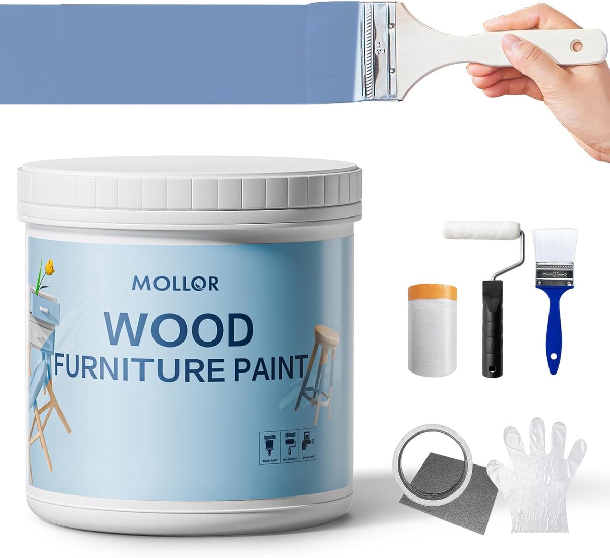 Krijtverf voor houtmeubels 16oz - kustblauw - zonder schuren - eenvoudig aan te brengen - ShopVlot