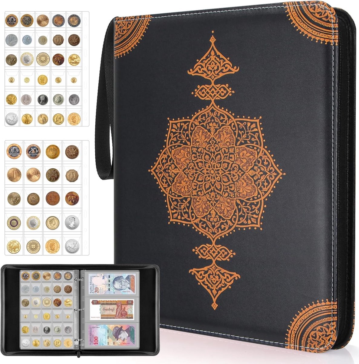 Muntencollectie album - 400 muntzakjes + 15 biljetten vakken - opslag en presentatie - ideaal voor verzamelaars - ShopVlot