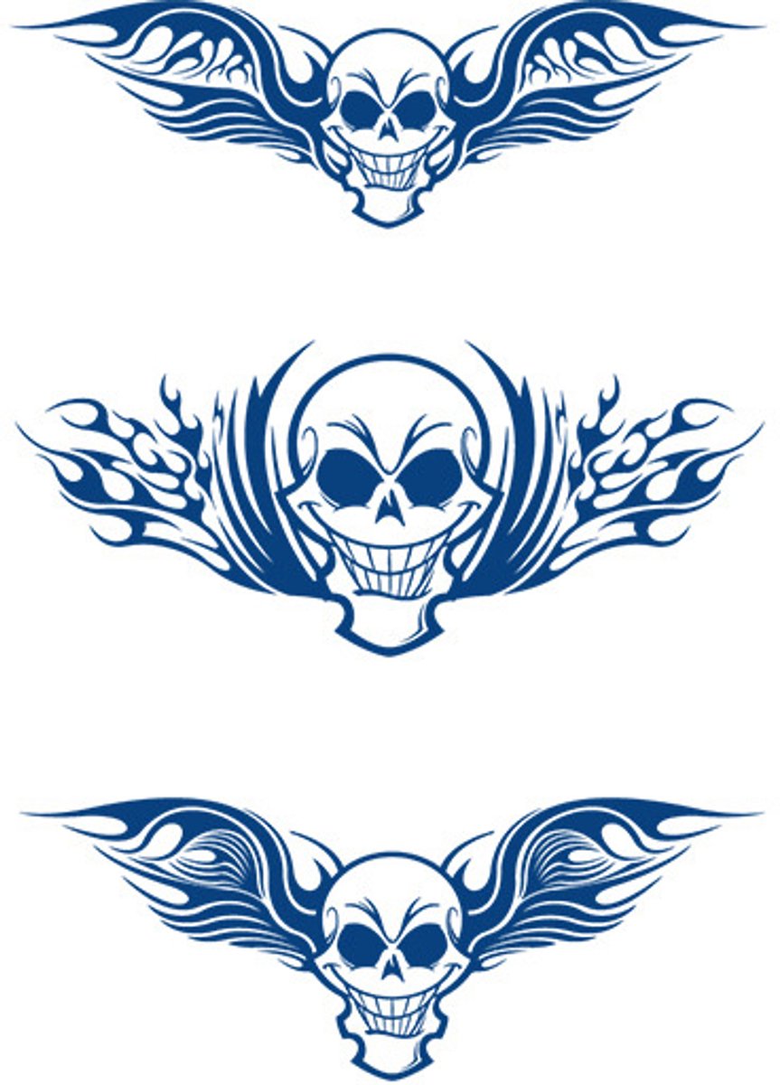 Tijdelijke tattoo Hellwing Skull Set 2 weken