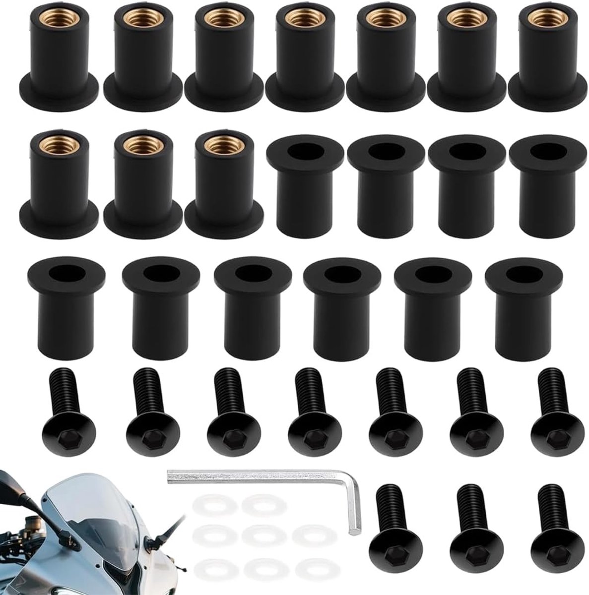 Bevestigingsset M5 - 31 stuks - rubberen buffers en sluitringen - ideaal voor montage - ShopVlot