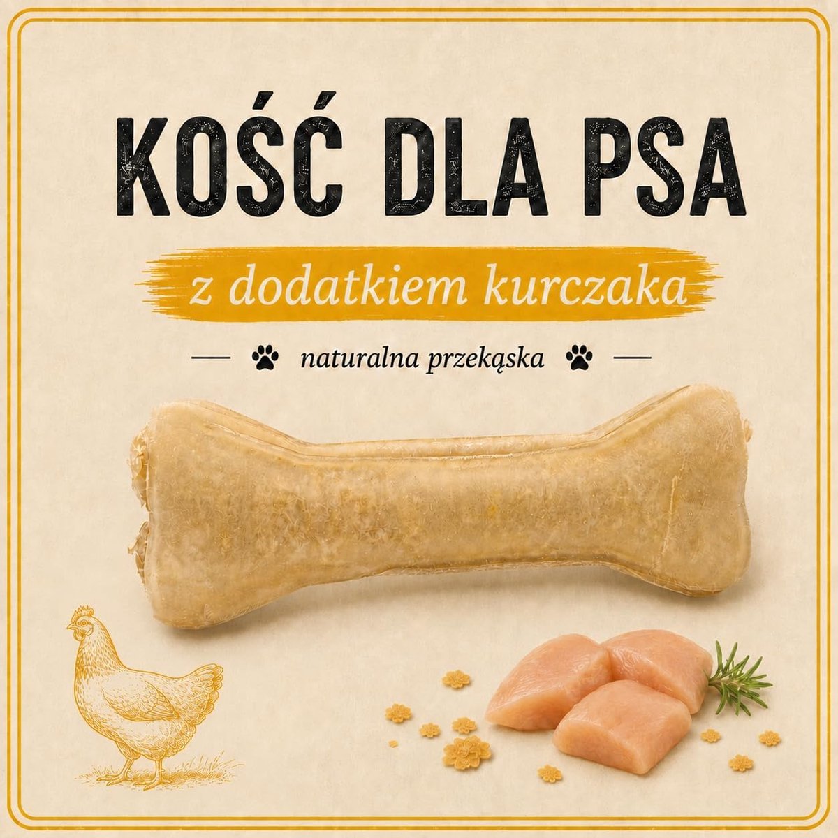 Hondenbotten 17 cm - koeienhuid - natuurlijke kip bijtring - ondersteunt gezonde tanden - ShopVlot