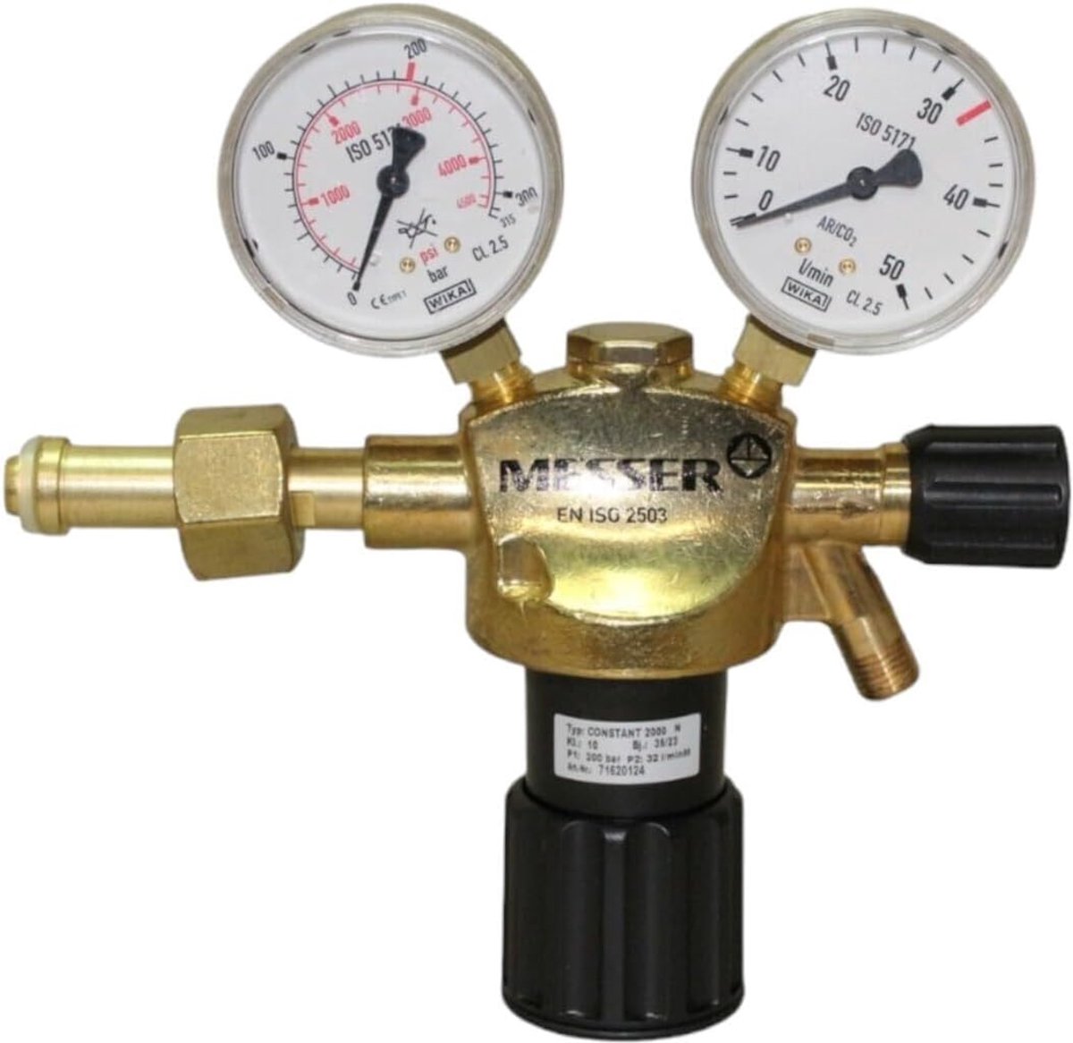 Drukregelaar voor gas 200 bar - 1-traps - instelbaar tot 32 l/min - ideaal voor argon en CO² - ShopVlot