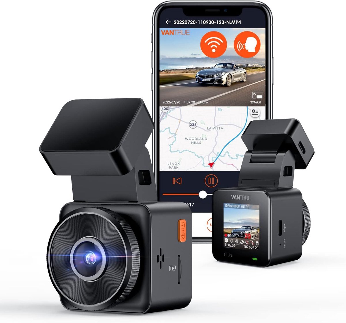 Dashcam 1080P – Mini Autocamera – WiFi & GPS – HDR Nachtzicht – 24U Parkeerbewaking – 160° Groothoek
