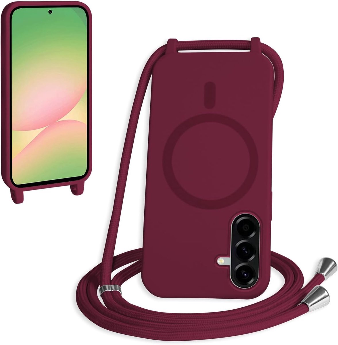 Telefoonhoes met koord voor Samsung Galaxy A36 - magnetisch - siliconen - veilig en stijlvol om te hangen - ShopVlot