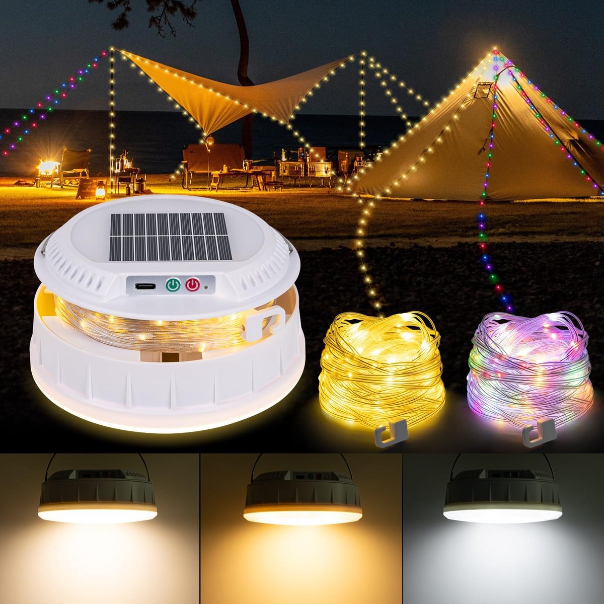Camping Fairy Lights 10 m - 140 LED - Oplaadbaar - Ideaal voor tent en feest - ShopVlot