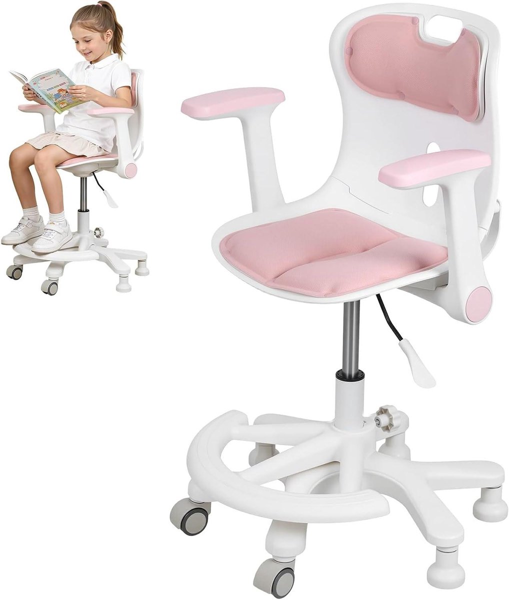 Bureaustoel Kinderen - Kinderstoel Bureau - Studeren en Leren - Ergonomisch Ontwerp - H 88 Cm - Roze