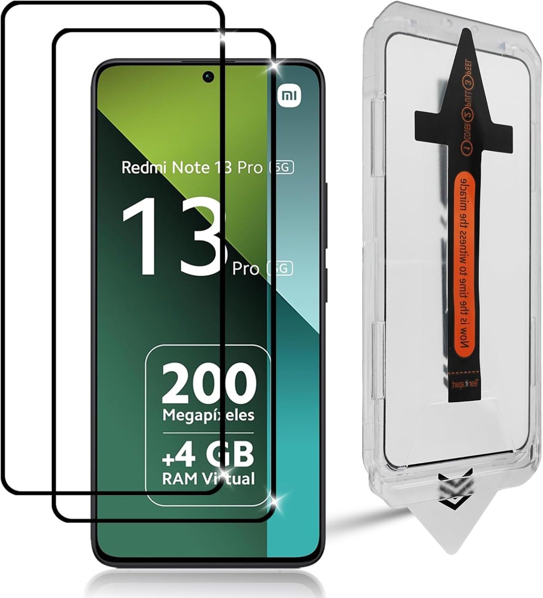 Pantserglas voor Xiaomi Redmi Note 13 Pro - 9H hardheid - Anti-kras en luchtbellen - Dubbele bescherming - ShopVlot