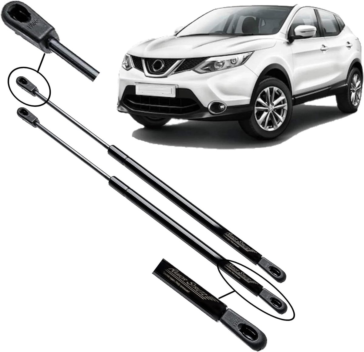 Gasveren achterklep Nissan Qashqai II J11 2013-2019 - 530 mm - vervangingsset - eenvoudig te installeren - ShopVlot