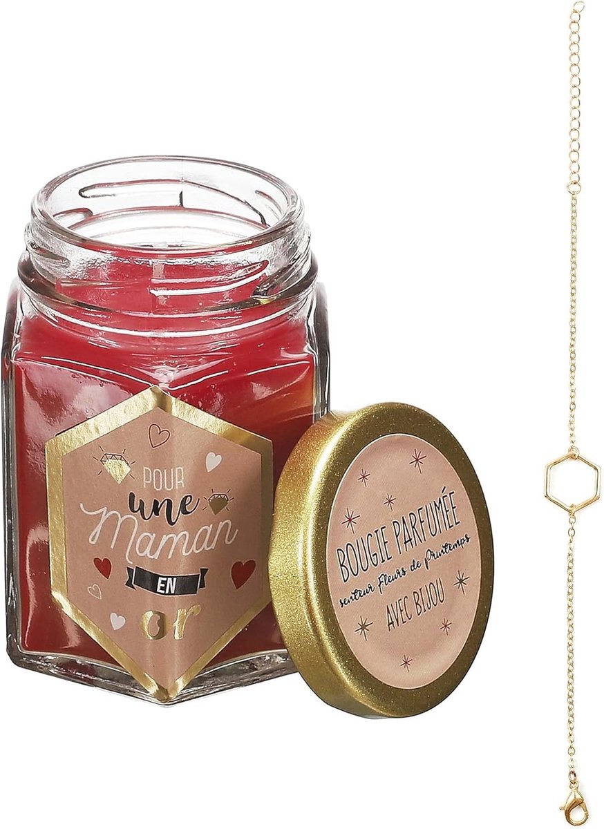 Geurkaars in glas met verrassing - voorjaarsbloem - paraffinewas - unieke sieraden - ShopVlot