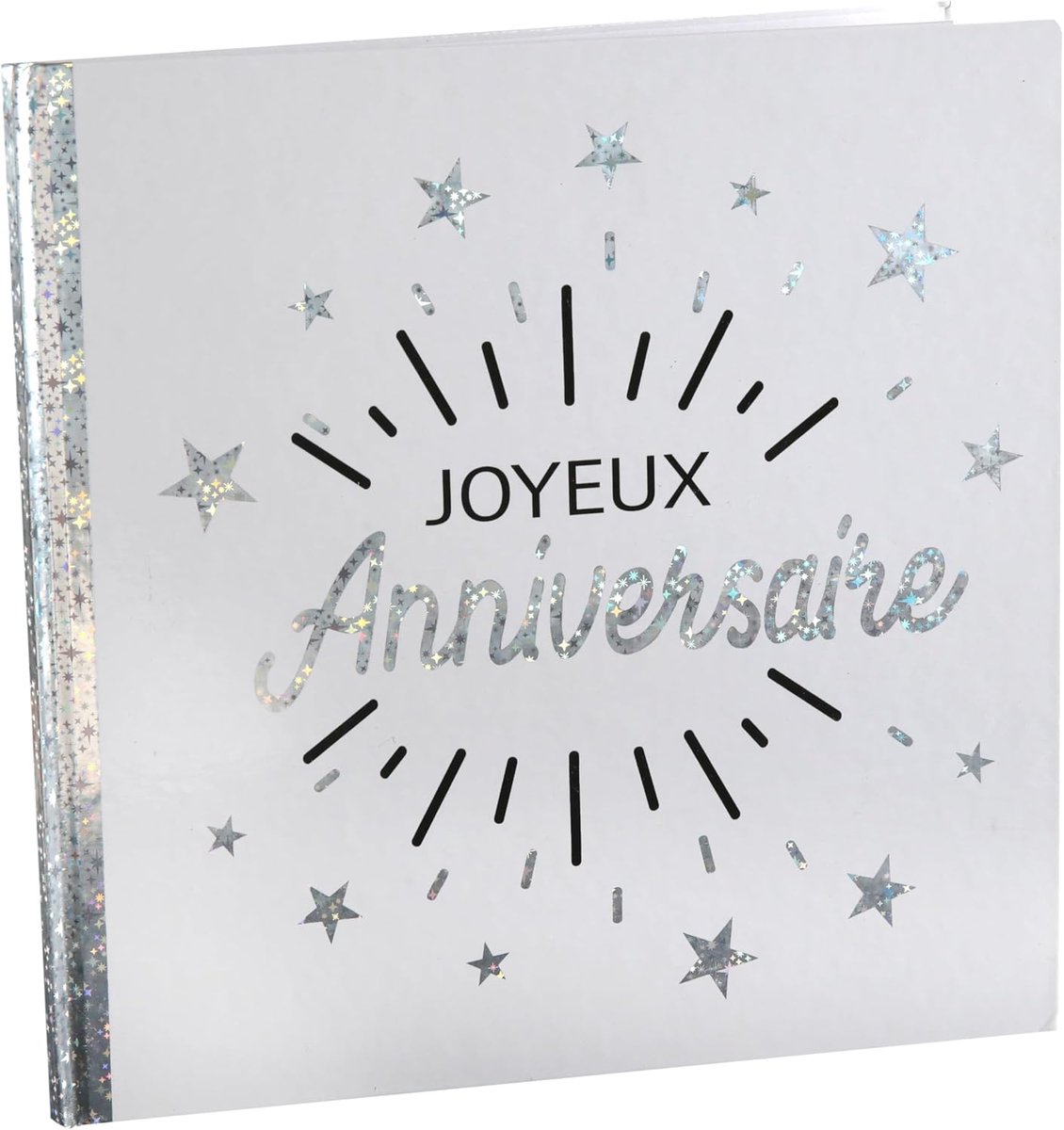 Gastenboek Happy Birthday - glitterend wit/zilver - voor bijzondere verjaardagen - blijvende herinneringen - ShopVlot