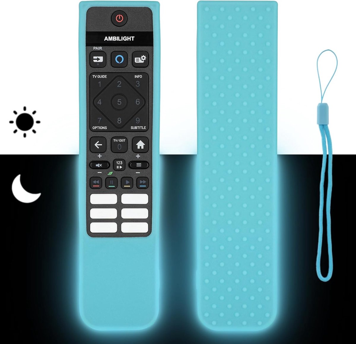Siliconen telefoonhoesje afstandsbediening - schokbestendig - koord - perfecte bescherming voor Philips TV - ShopVlot