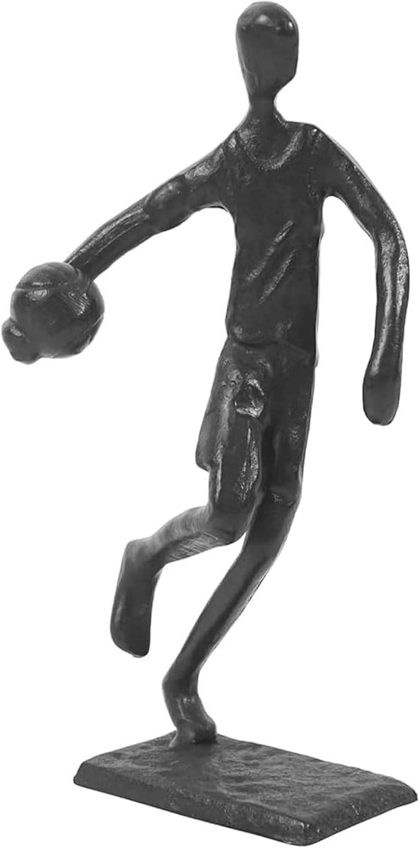 Basketball Speler Beeldje - 7'' H Dribbel Man Sculptuur - Zwart Gietijzer Ornament - Modern Decor voor Woonkamer - ShopVlot