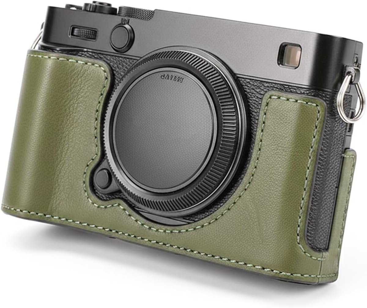 Beschermhoes digitale camera X-E5 - Echt leer - Groene halfcase - Optimale bescherming en functionaliteit - ShopVlot