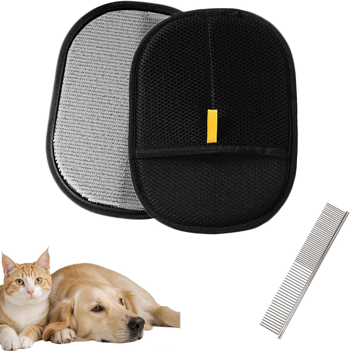 Honden- en kattenhaarverwijderhandschoenen - Wasbaar, herbruikbaar - Massagefunctie - Verwijdert losse vacht - ShopVlot