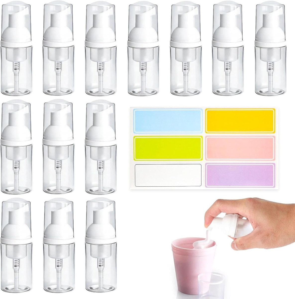 Pompfles set 30 ml - transparant - 12 stuks - ideaal voor reis en organisatie - ShopVlot