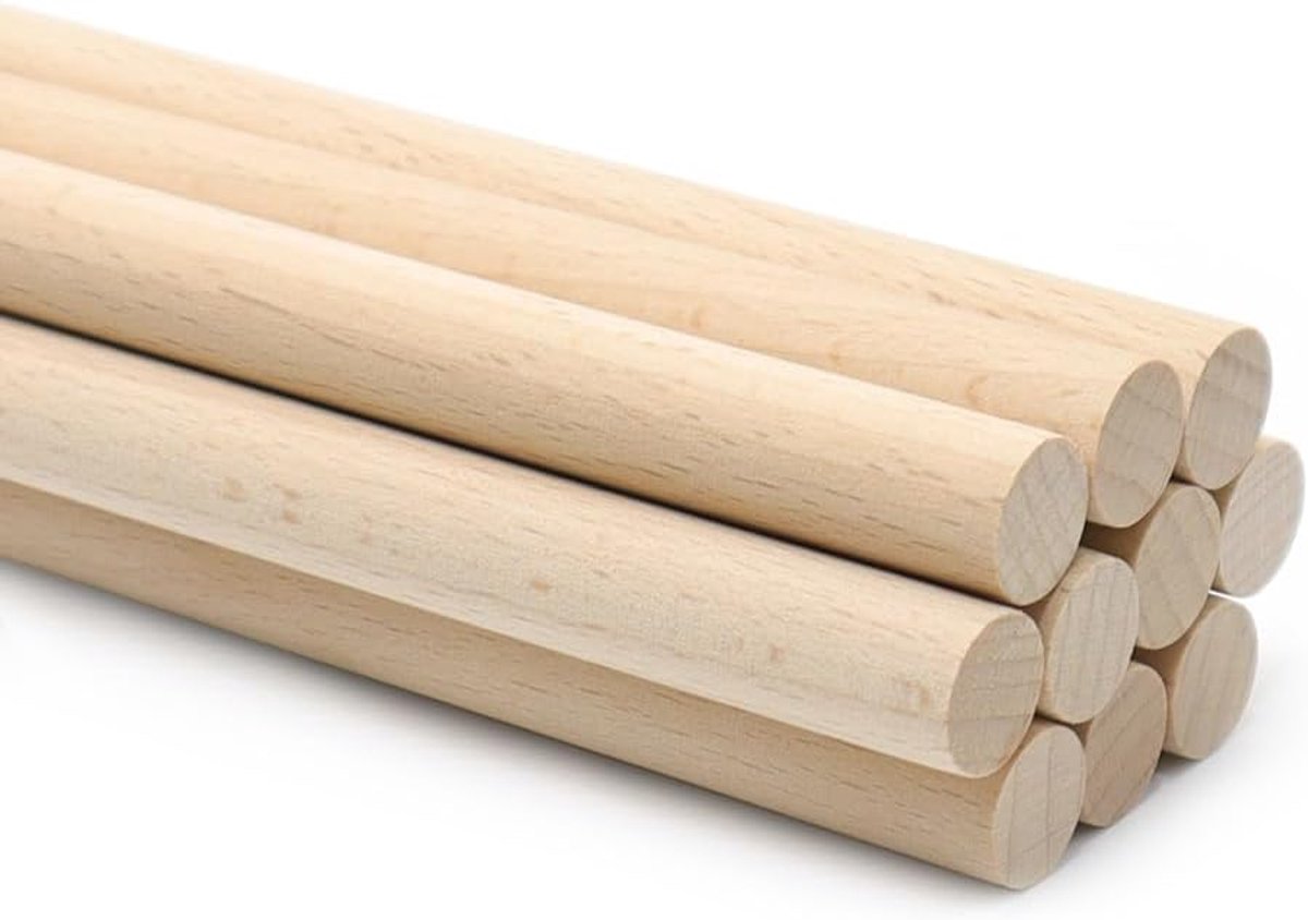 Houten stokken 1,2 x 30 cm - natuurlijk onbehandeld - sterk en duurzaam - ideaal voor creatief gebruik - ShopVlot