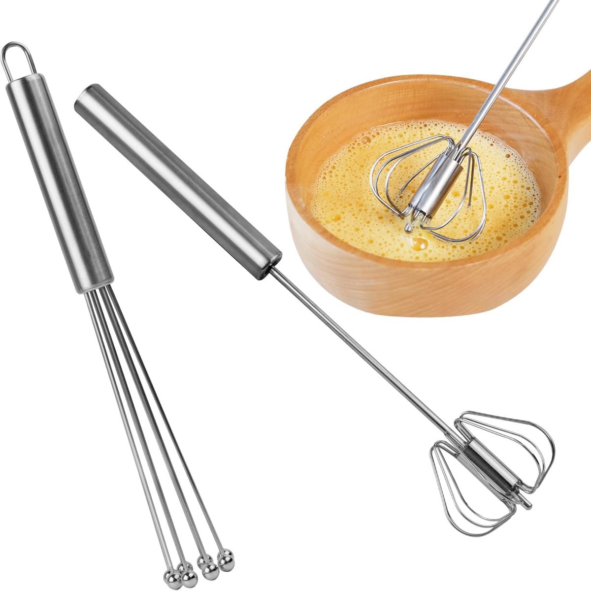Handmixer RVS 25,5 cm - Set van 2 - Duurzaam en roestvrij - Perfect voor kloppen en mengen - ShopVlot