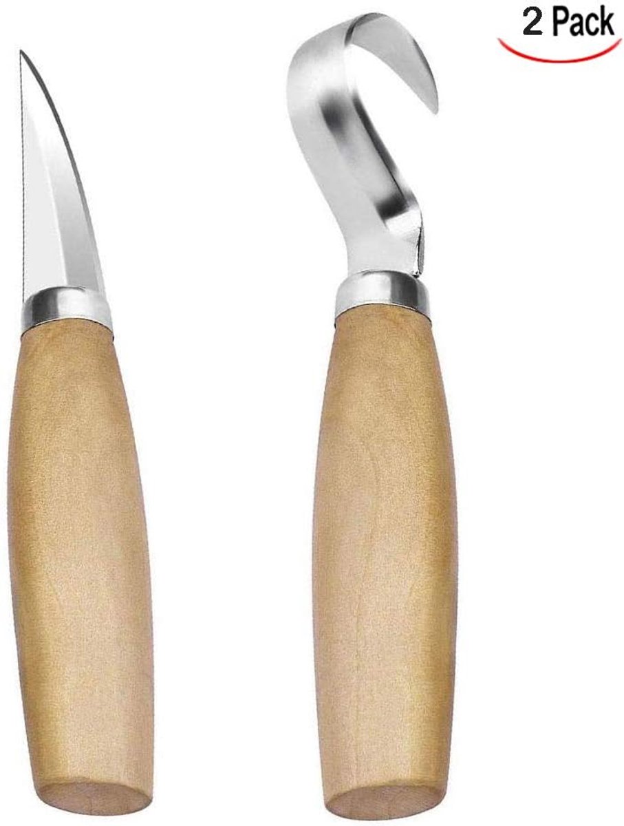 houtbewerking mes set van 2 - roestvrij staal - voor beginners/professionals - ideaal voor houtsculpturen - ShopVlot