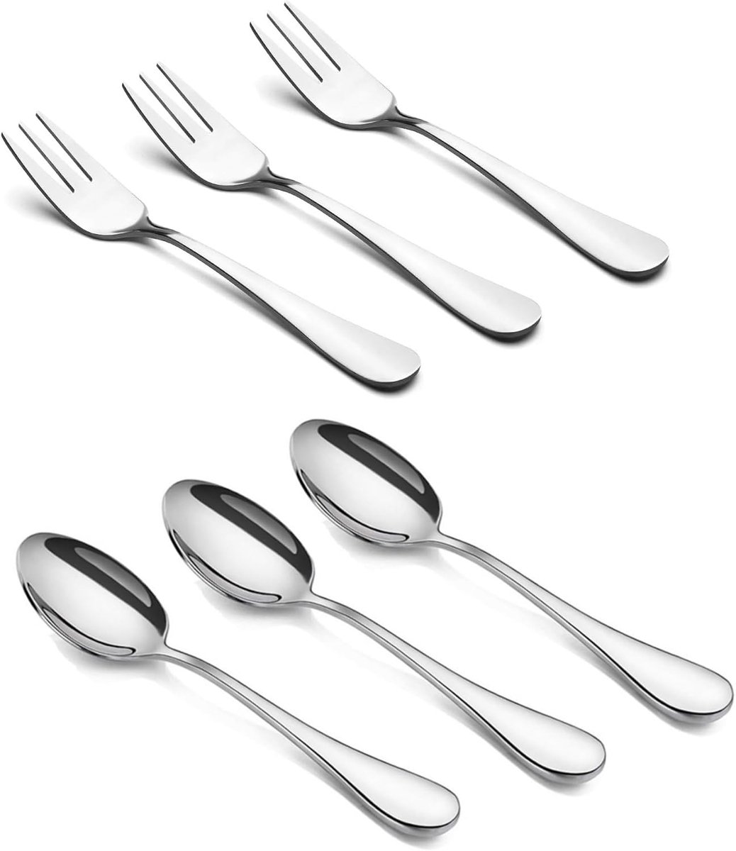 Dessertfork en theelepel set 5,5 inch - roestvrij staal - elegante afwerking - perfect voor desserts - ShopVlot