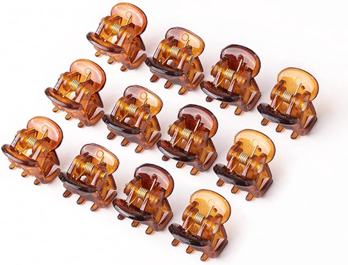 Mini Haarspeldjes 24 Stuks - Plastic 1,5 cm - Bruin - Ideaal voor Haarstijl - ShopVlot