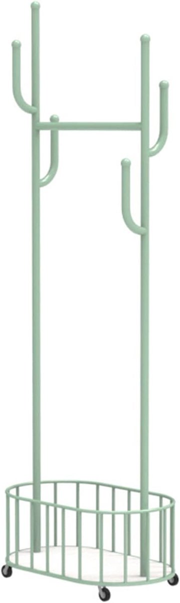 Kledingrek met wielen - Kapstok staand - Kleding organiseren - Met opbergmand - 60 cm - Goud/Groen