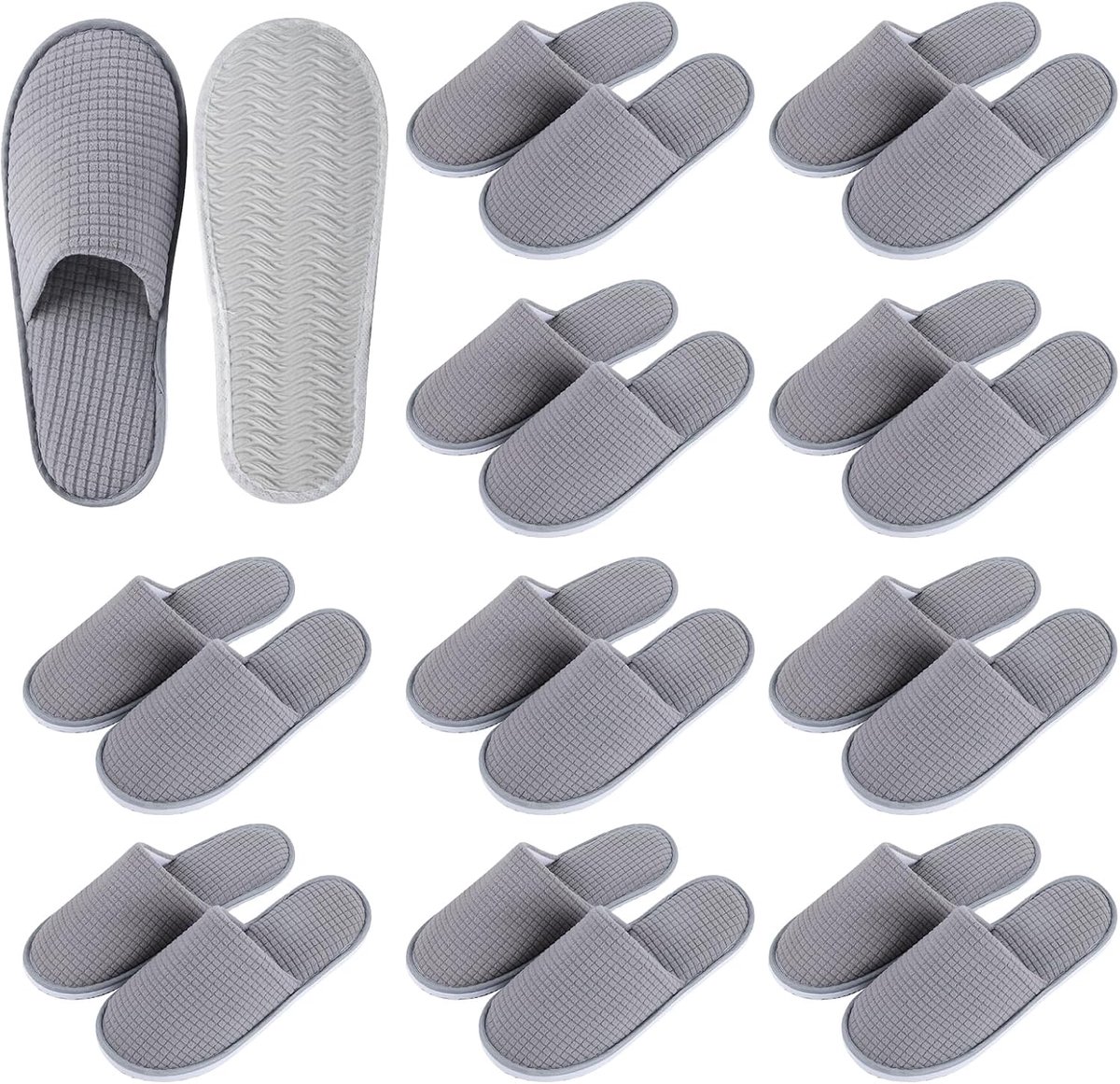 Gastenpantoffels 10 paar - Badstof - Universele maat 29 x 11,5 cm - Comfortabele slippers voor thuisgebruik - ShopVlot