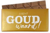 Jij bent goud waard chocolade reep | Bedankt chocolade reep | Bedankje chocolade | Dag van de zorg cadeau | Dag van de verpleging cadeau | Melk chocoladereep in gouden verpakking