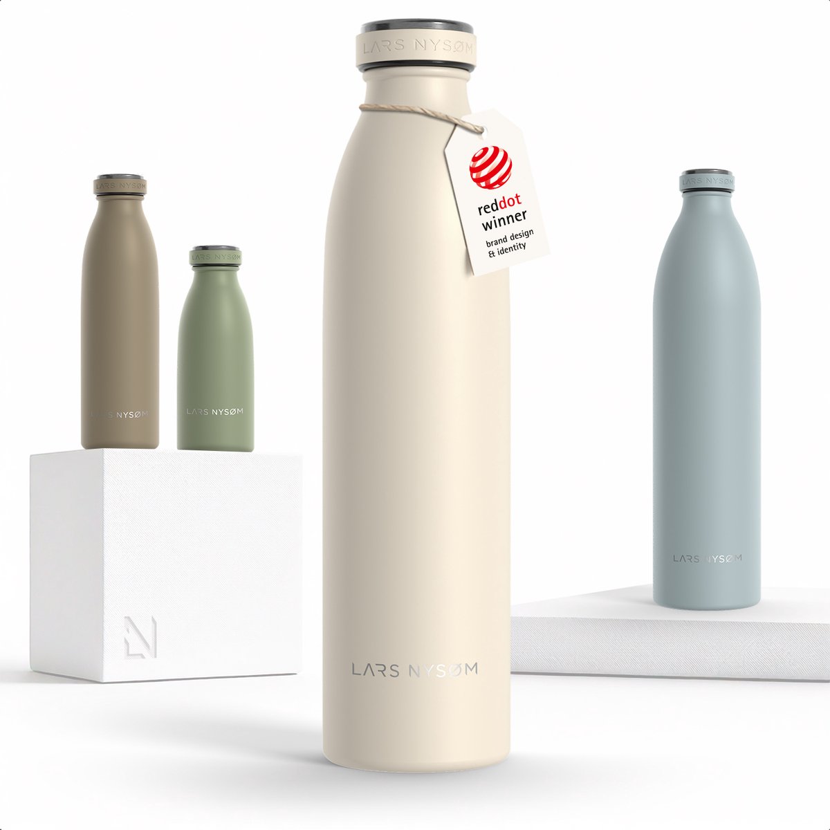 LARS NYSØM Ren Roestvrijstalen drinkfles 750ml - BPA-vrije geïsoleerde waterfles 0,75 Liter (Cream Beige)