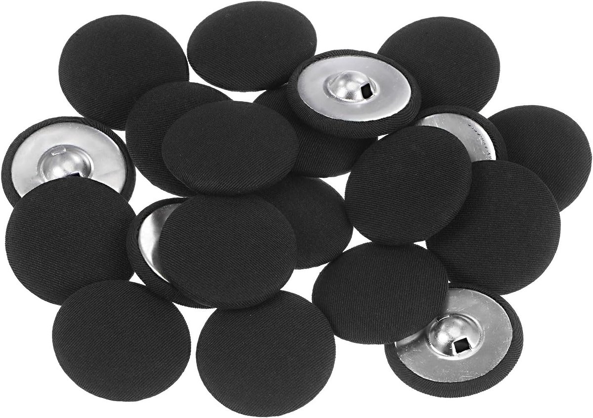 Knopen, 48 liter, 20 stuks, 30 mm, rond, metalen schacht, naaiknopen voor pakken, jurken, blouses, zwart
