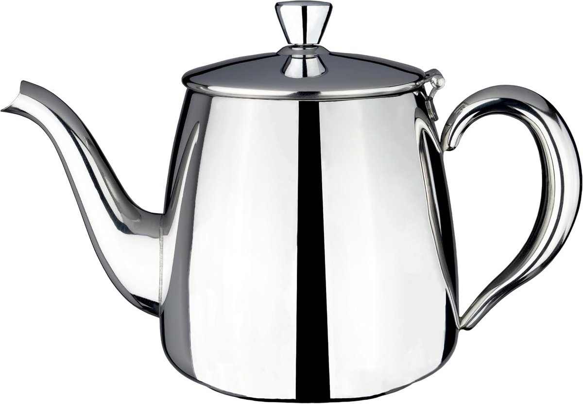 Olé Premium theepot, 995 ml, voor 5 personen, roestvrij staal, klassiek theepotontwerp met spiegelafwerking, perfecte schenktuit