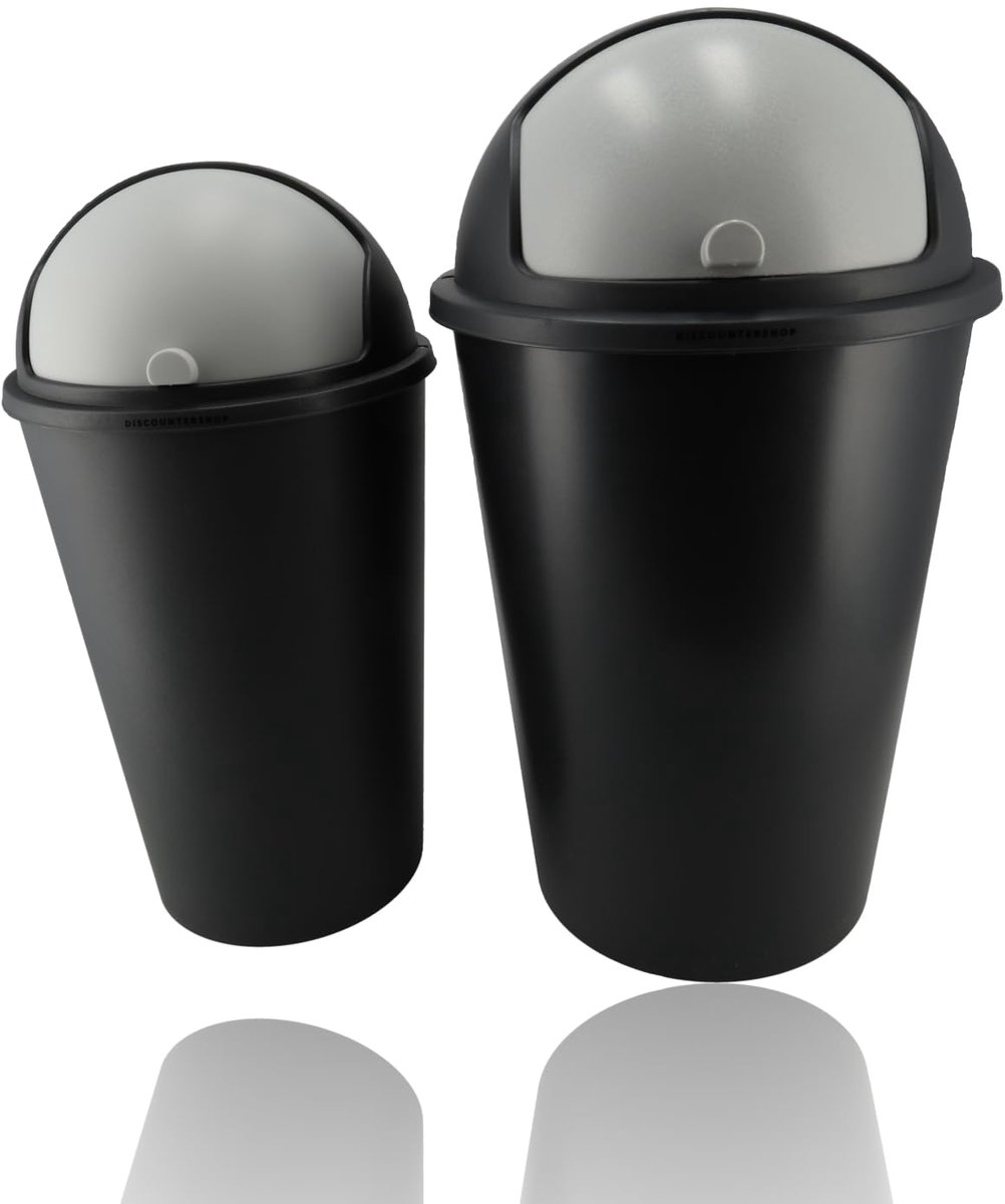 Afvalbak Duo 25L & 50L - Kunststof Zwart - Met Dekkend Deksel - Ideaal voor Keuken - SnelShoppen
