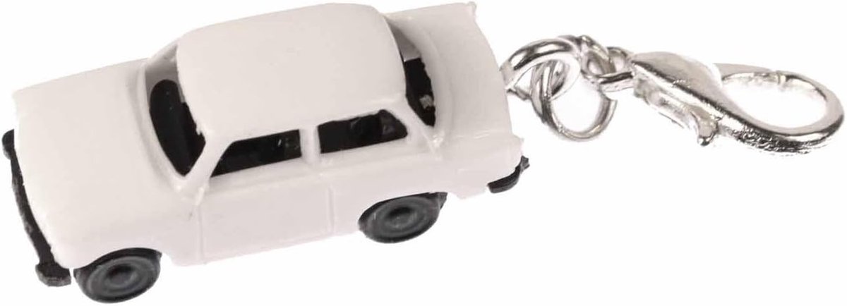 Trabbi Auto DDR Charm Trabant Trabi wit - handgemaakt modesieraad I verzilverd ketting - bedelhanger bedelarmband - hanger voor armband, 25 mm, Metaal, Geen edelsteen