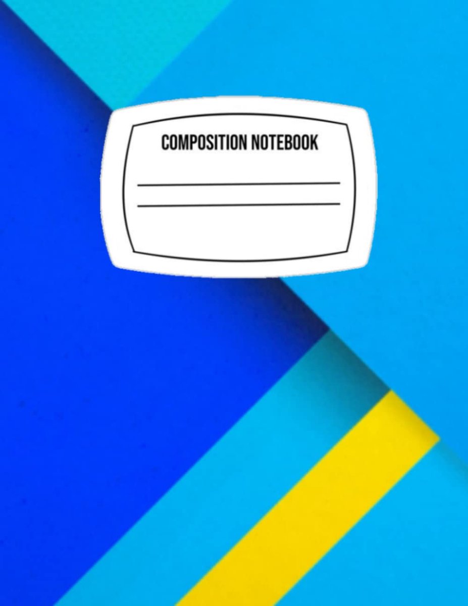 Blue Napkin Zoomed in with composition logo: Composition notebook college ruled: 110 pages in 8.5x11 college-ruled composition notebook