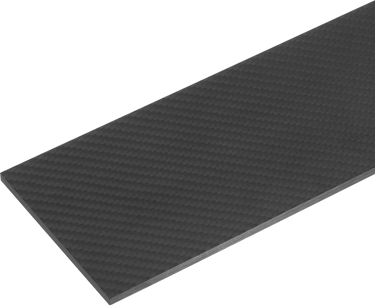 1 vel koolstofvezel, 250 x 100 x 5 mm, plaat van geëxtrudeerde koolstofvezels, vlak mat oppervlak, stoffen plaat, visgraatpatroon, voor RC vliegtuigvlieger