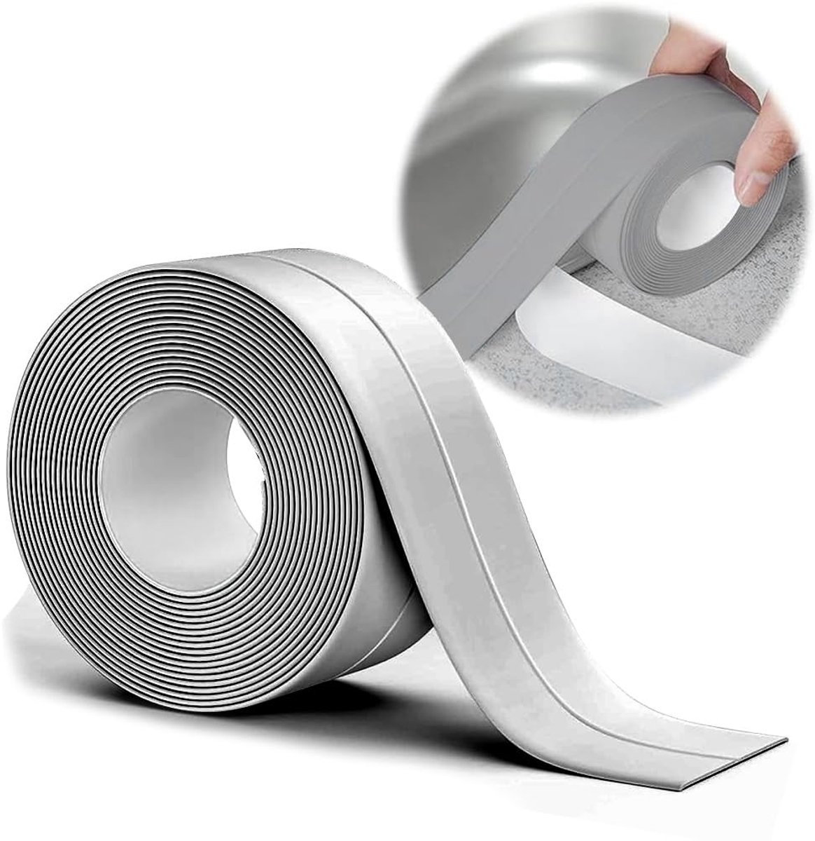Plinten, grijs, 16 x 16 mm, 6 m, pvc, flexibele knikstrip, keukenafsluitstrip, voor badkuipen, badkamer, keuken
