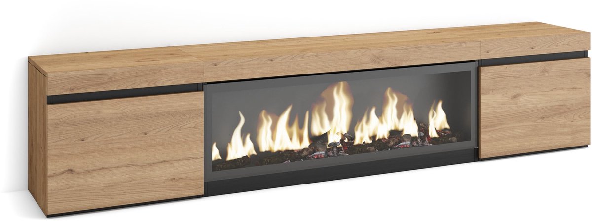 TV-meubel lowboard 210 cm - eiken - moderne stijl - voor tv's tot 80" - SnelShoppen