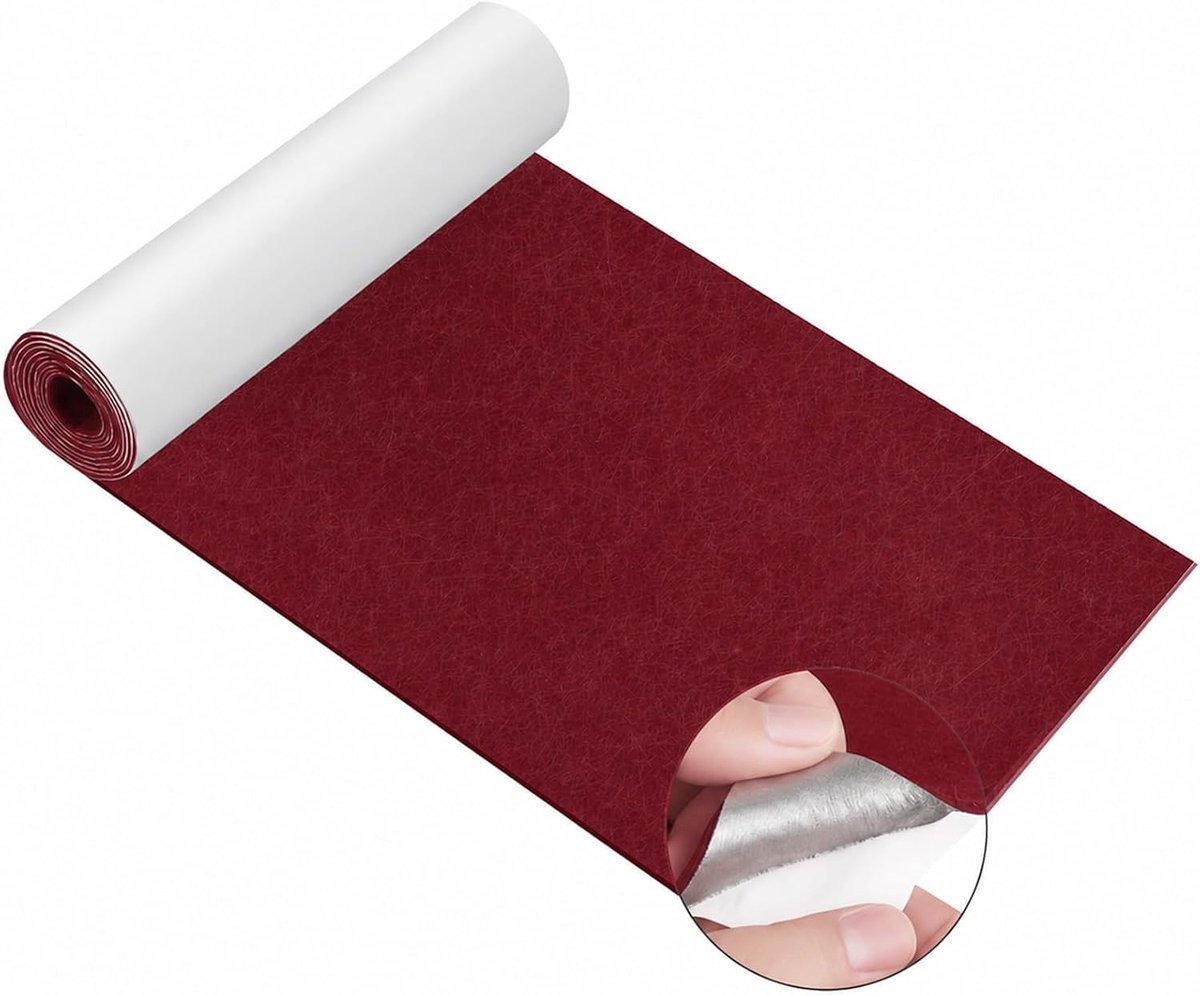 zelfklevend, 3 mm, 33 x 280 cm, donkerrood, zelfklevend vilt, camper, voor bank, tafelpoten, stoelpoten, meubelpoten, doe-het-zelf box, liner, fotolijst, cup mat