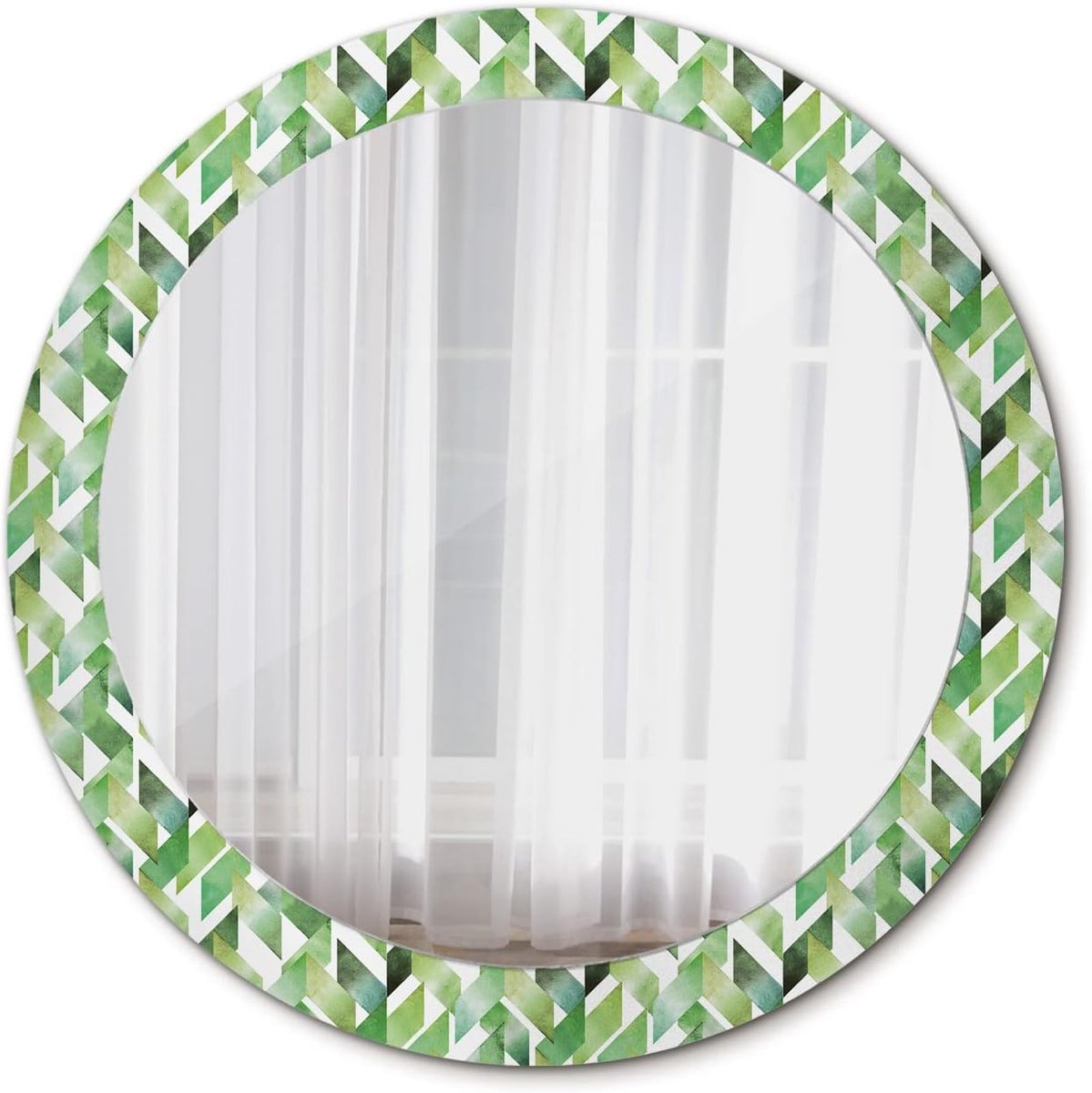 Spiegel Modern Hangende Spiegel Ø 80 cm Glas Interieur Decoratie DIY Ronde Gedrukt - Visgraat