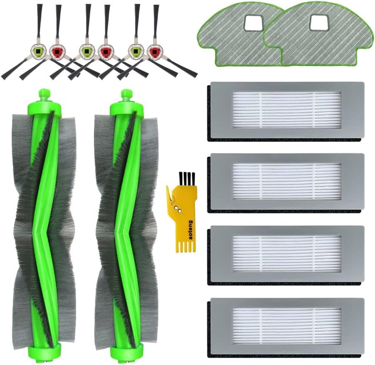 Accessoireset voor iRobot Roomba Combo R111840 R1138 robotstofzuiger, 14 verpakkingen, 2 hoofdborstels, 4 filters, 6 zijborstels, 2 schoonmaakdoekjes