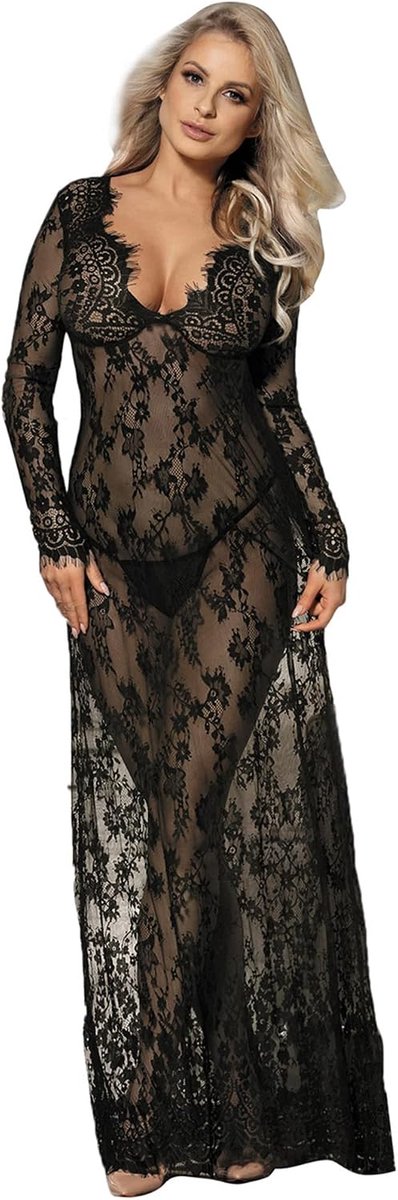 Sexy Kant Lange Mouwen V-hals Neglige Zwangerschapsjurk Cocktailjurk Avondjurk