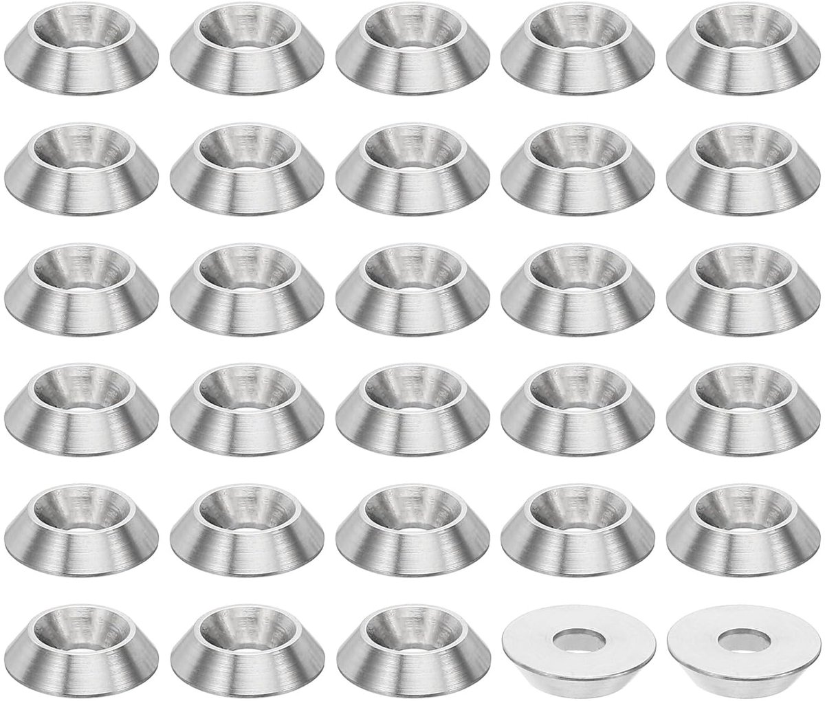 M4 Sluitring met verzonken kop, 50 stuks roestvrijstalen sluitringen, M4 x 13 mm verzonken schijven, sierschijven voor verzonken schroeven, constructies, conisch