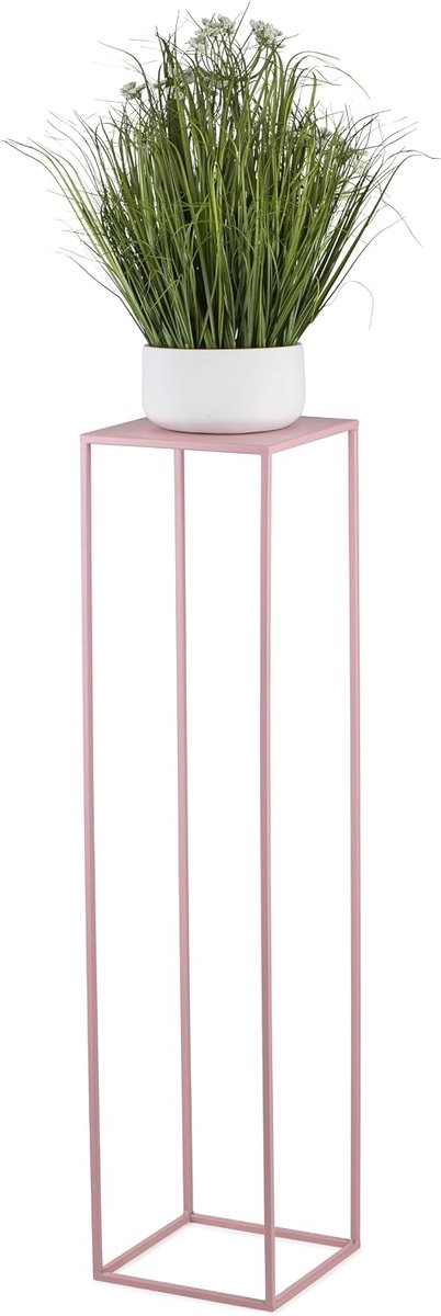 Metaal, roze, 100 cm hoog, solide en robuuste metalen bloemenkruk, plantenstandaard voor decoratie in woonkamer, slaapkamer of kantoor