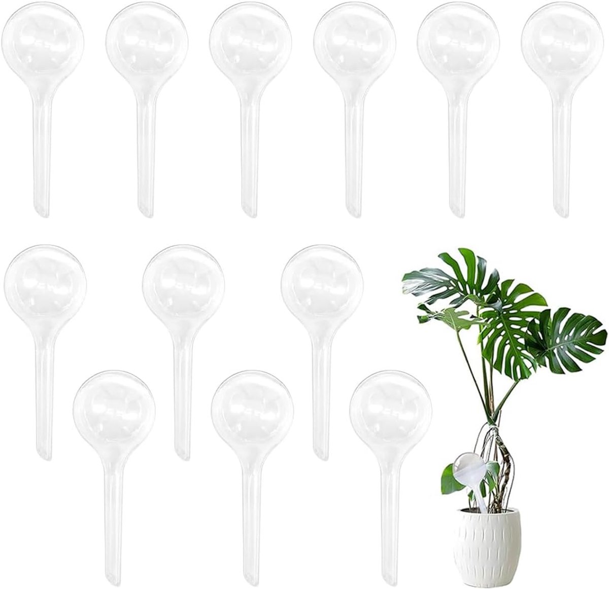 12 stuks wereldbol voor automatische irrigatie van planten, transparante ballen voor druppelirrigatie, automatische irrigatie, potten voor binnen en buiten, 13 x 5 cm
