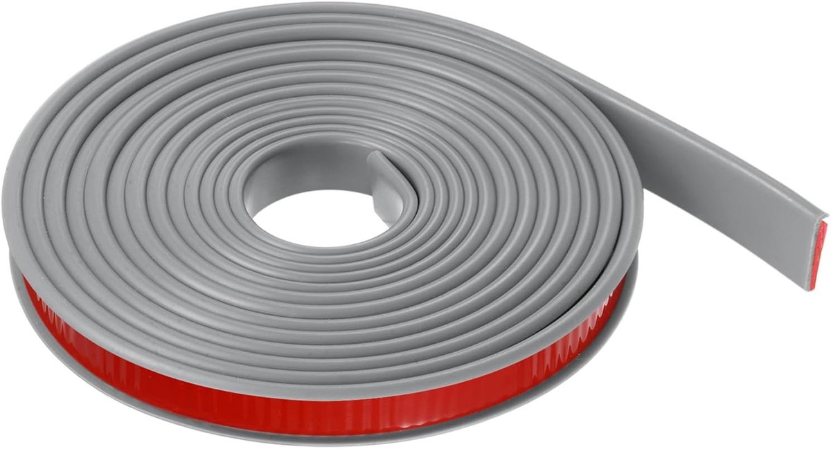 U-vorm randband 16 mm x 6 m zelfklevend TPE flexibele fineerband, zachte randstrepbescherming voor meubels, kast, tafel, bescherming, reparatie, grijs