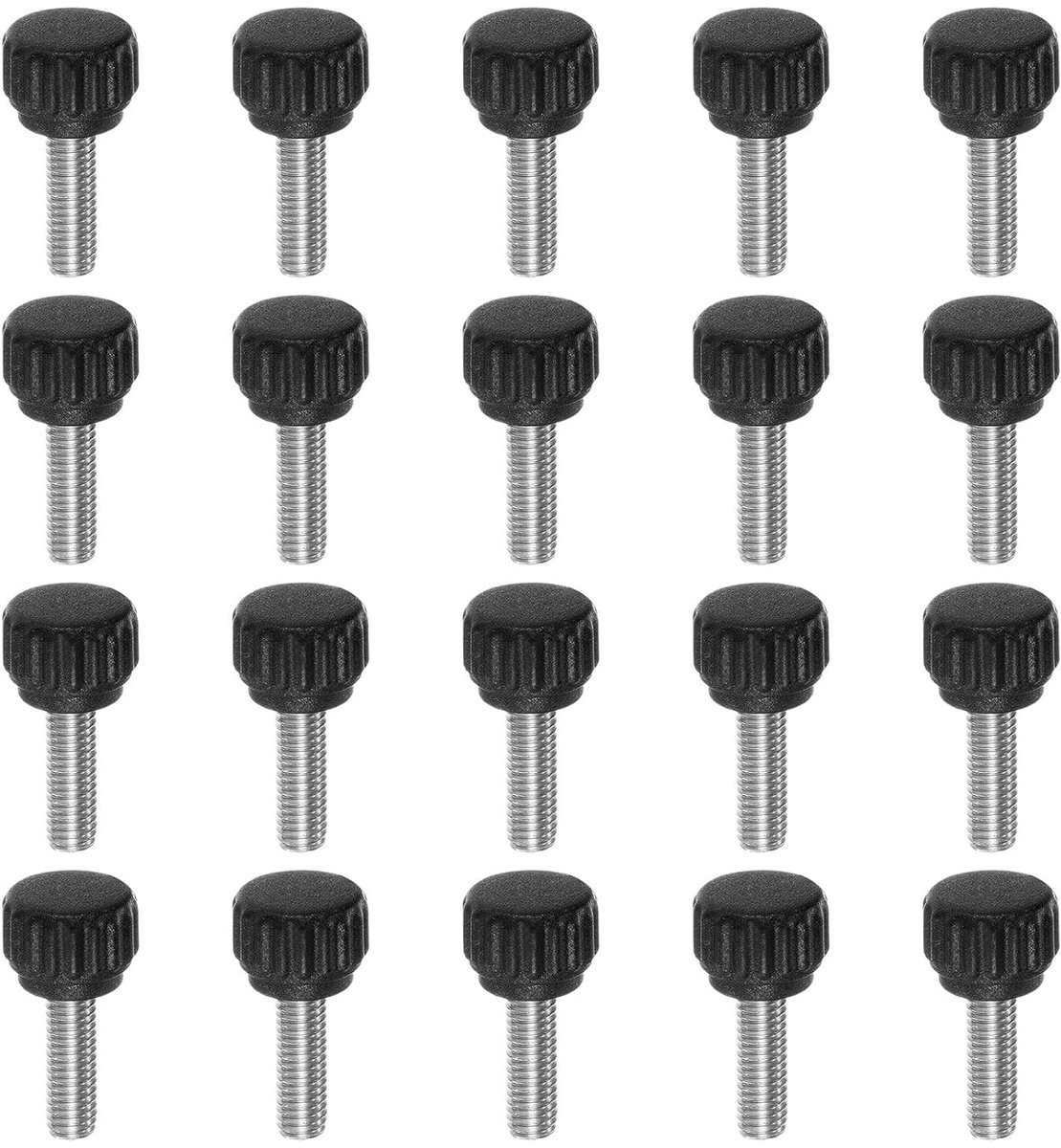 20 stuks geribbelde schroef M5 x 16mm vleugelschroeven met draad, roestvrij staal 304 knevelschroef 13mm rond klemschroef stergreepschroef klemhendel duimschroef voor meubels machine