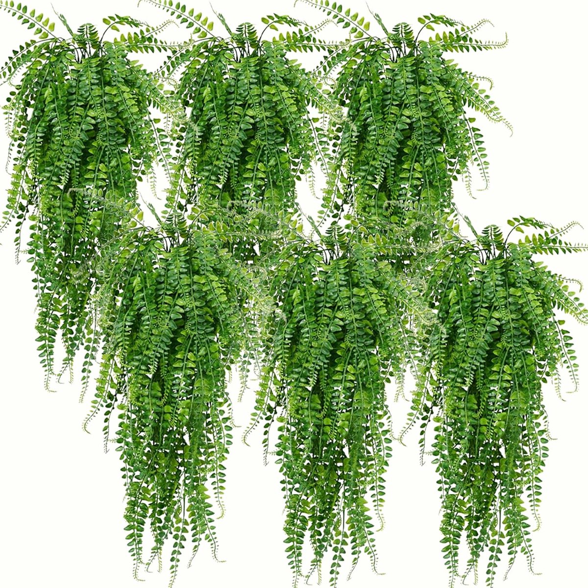 Kunstplanten hangend 6 stuks - nep klimop en varen - decoratieve faux groen - perfect voor binnen en buiten - SnelShoppen