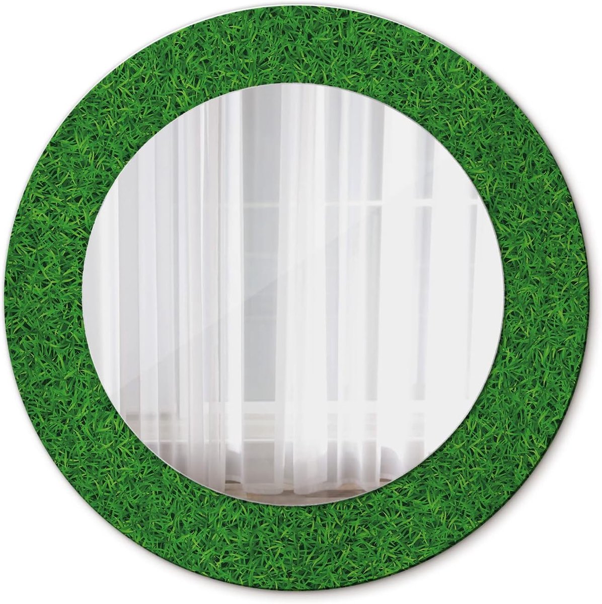 Modern Ø 50 cm Glas Interieur Decoratie Gedrukt Spiegel Ronde Hangende Spiegel DIY - groen gras