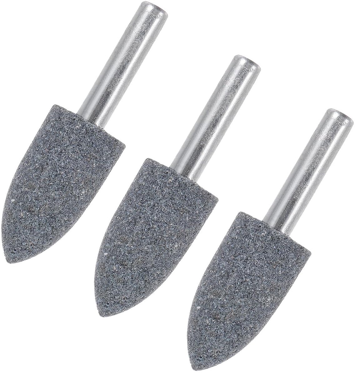 METERXITY 3 stuks slijpschijven, schacht 1/4 inch (6 mm) slijpbits van aluminiumsteen voor draaigereedschap, 0,63 inch (16 mm) dia 80 grits punt [grijs]